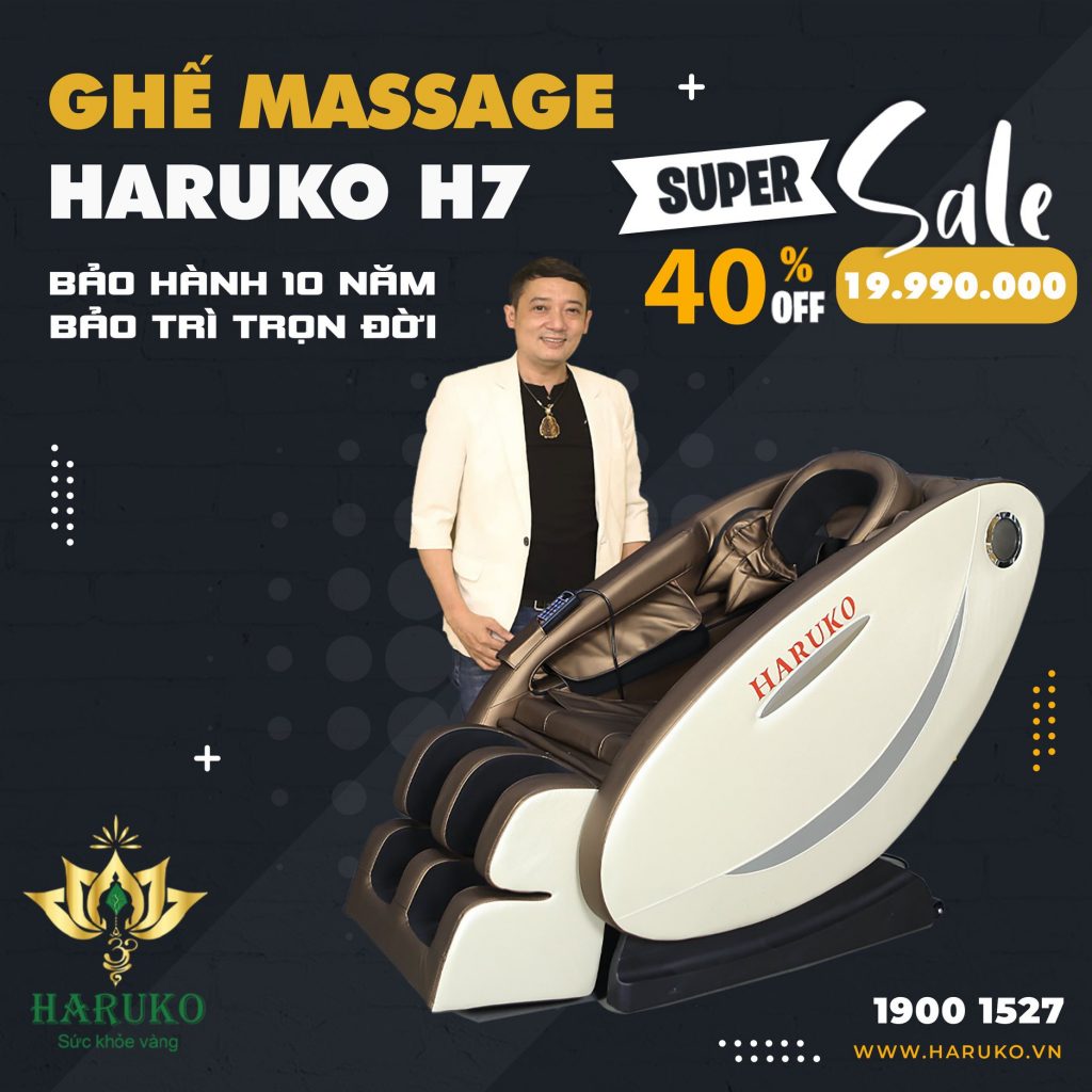 Ghế massage Haruko H7 là sản phẩm được nhiều khách hàng tin dùng với cơ chế con lăn 4D hiện đại