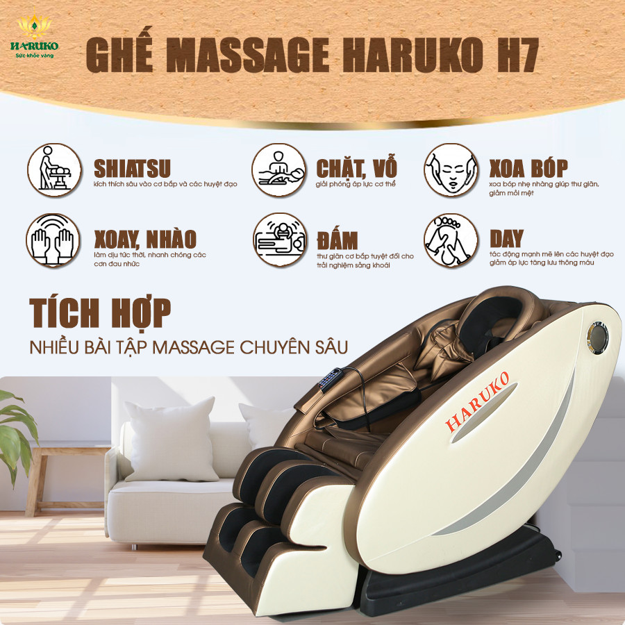 Ghế massage Haruko H7 được tích hợp vô vàn những bài tập massage chuyên sâu