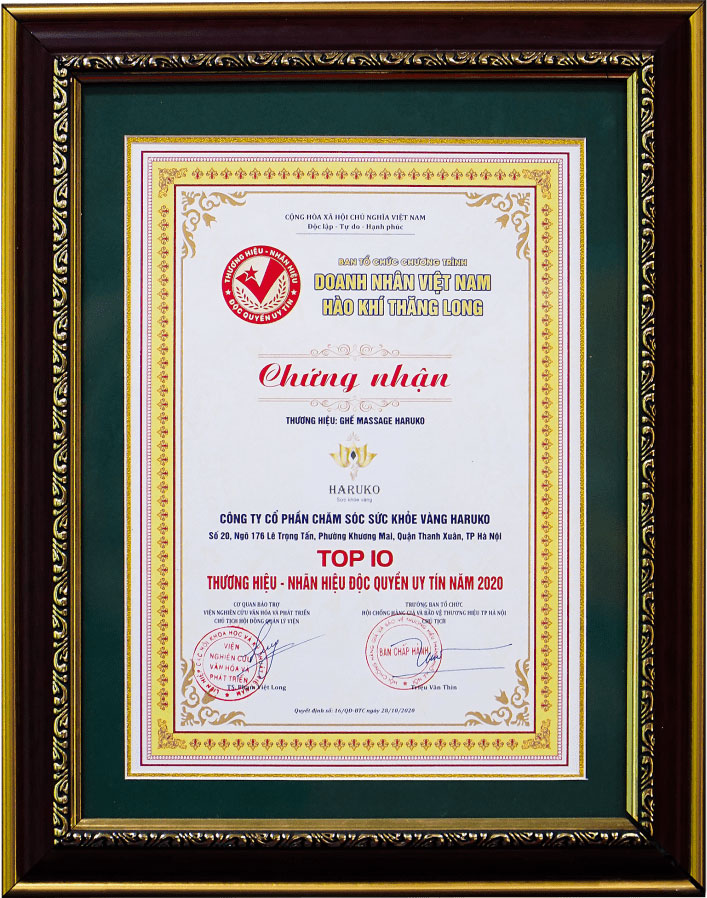 Haruko vinh dự lọt top 10 thương hiệu uy tín độc quyền tại Việt Nam